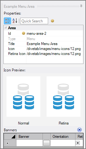 Menu Area Properties