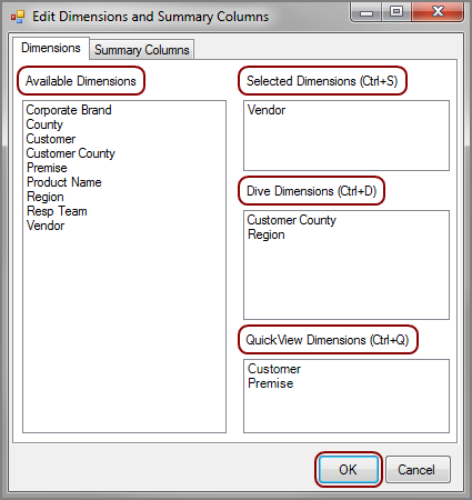 Example of the Dimensions tab on the PC.