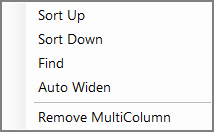 The context menu for the other dimensions (or MultiColumns).