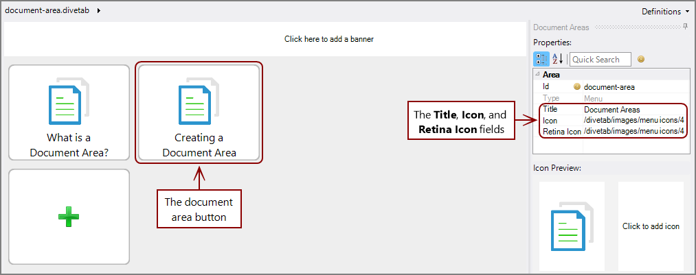 The document area icon in Workbench.