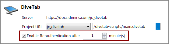 Server Settings DiveTab Re-authentication