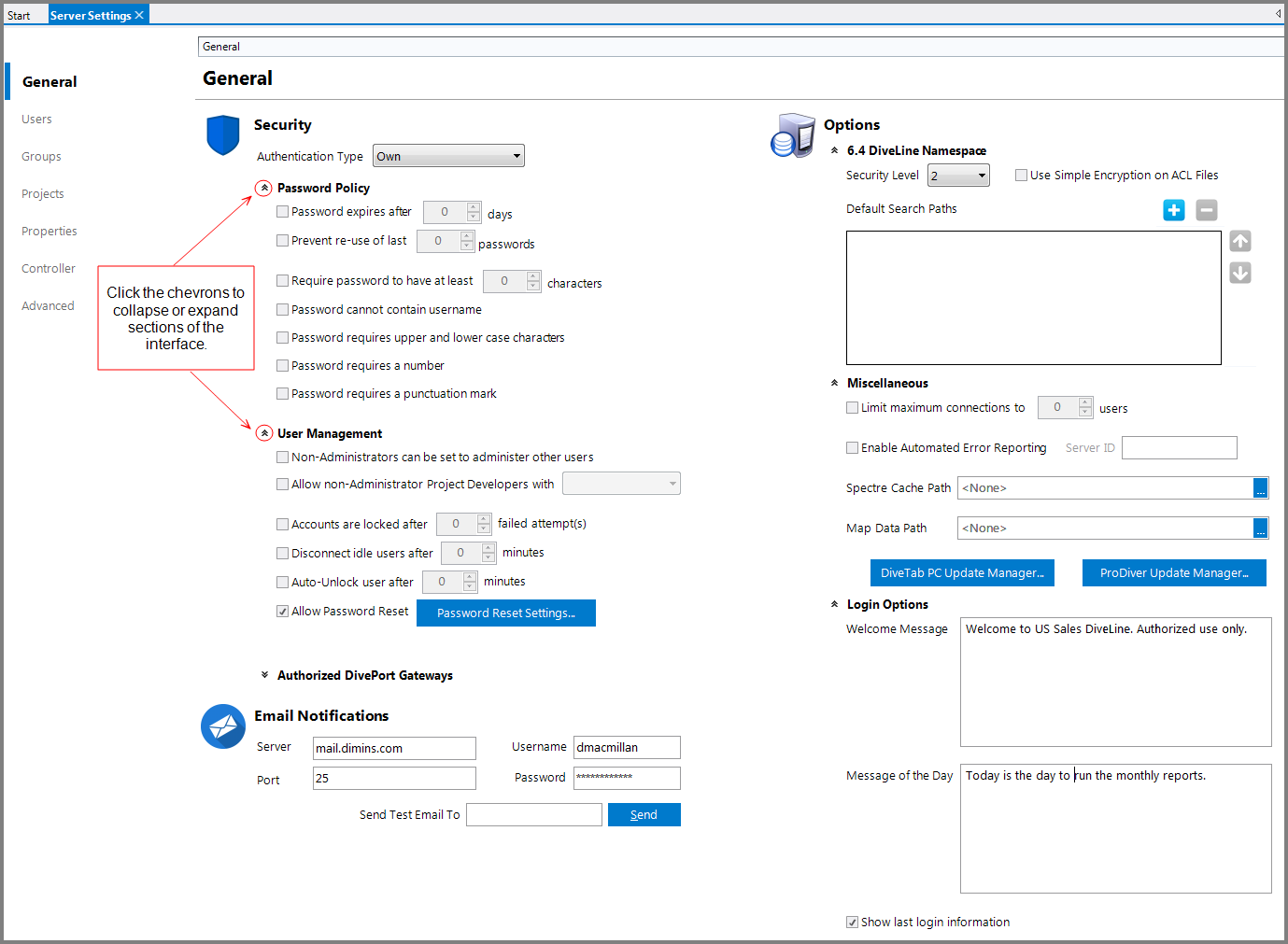 Server Settings General Tab - All