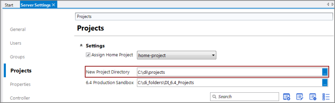 Default example of the New Project Directory