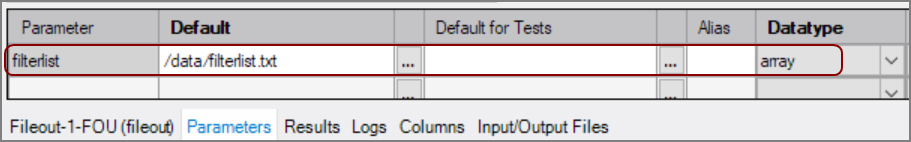 Sample parameter definition