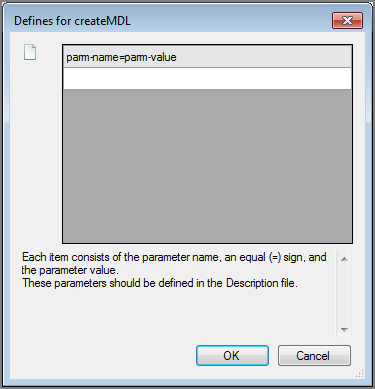 Example of a VI Builder output object's Defines for dialog box