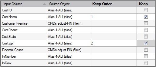 Example of a VI Pipe output object's column grid