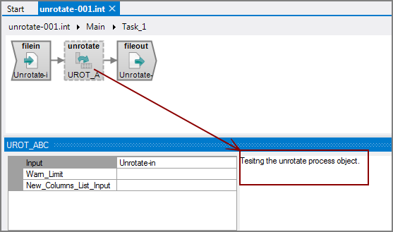 Example of VI Unrotate process object with comments