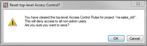 Reset top-level Access Control dialog box