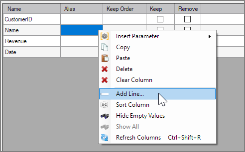 Context Menu for Column Grid