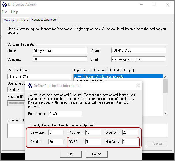 DI-Licesne-Admin request dialog