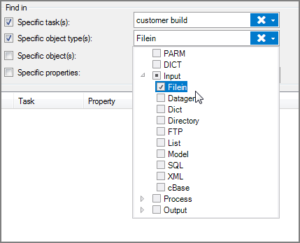 Example of using object types in searching VI scripts