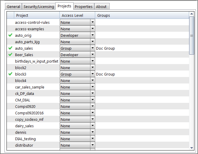 Help Desk User Projects Tab