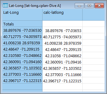 Example of a map column in ProDiver.