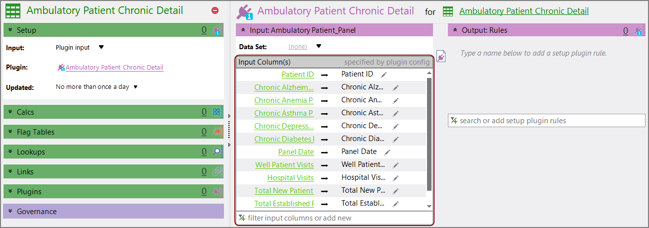 The input columns are identified for the Plugin