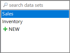 Sample left panen a data sets page.