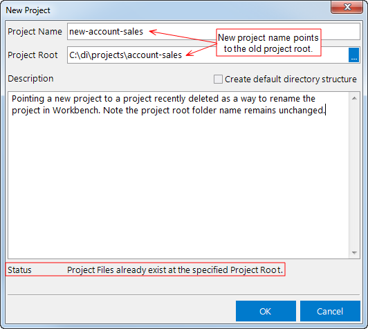 New Project Dialog Box Renaming