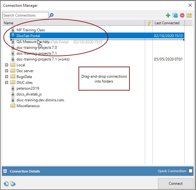 Draw Connection Folder Commander Organizing Connections