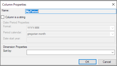 Column Properties Dialog Box for Periods