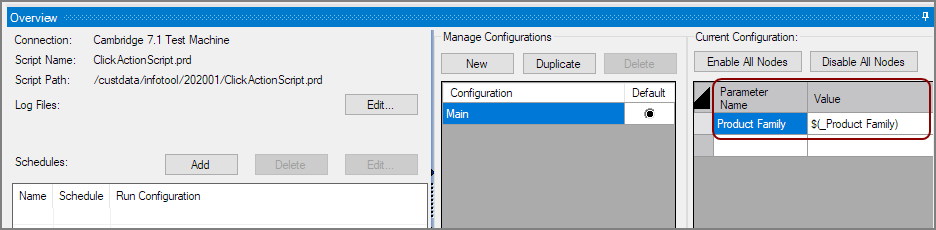 Production Overview for an Array Parameter from DivePort