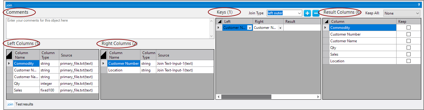 Spectre Build Join Object Properties Panel