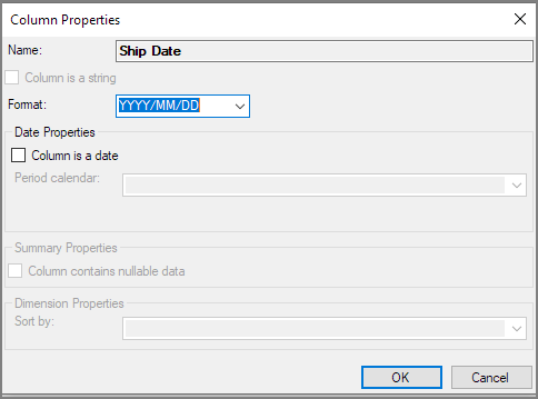 Tunnel Column Properties Dialog