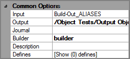 Example of the common options for a VI Builder output object