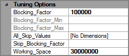 Example of tuning options for a VI Builder output object