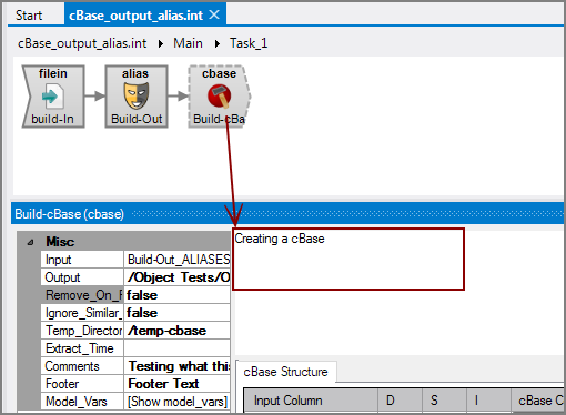 Example comments for a VI cBase output object