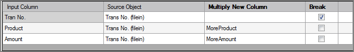 Example of a VI Multiply object column grid