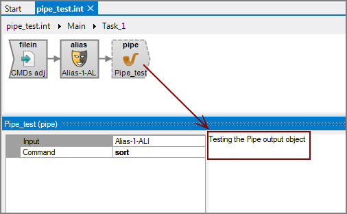 Example of a VI Pipe output object with comments