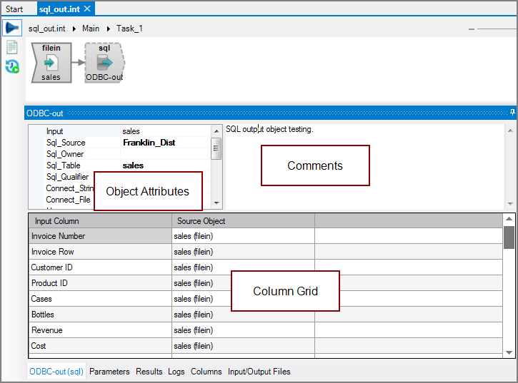 VI SQL Output Object All Panes