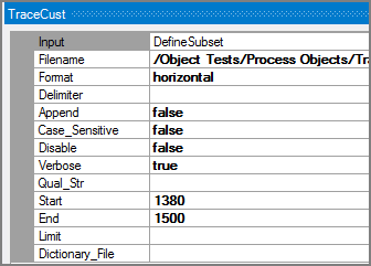 Example of VI Trace process object's attributes pane