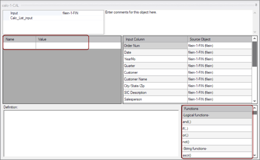 Calc Object Properties Pane