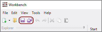 The Save icons for files in Workbench.