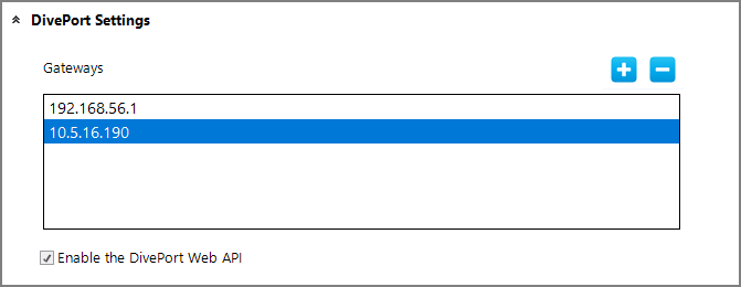 DivePort Settings