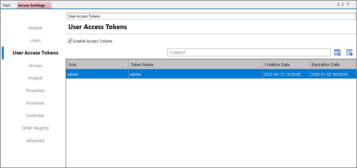 User Access Tokens GUI