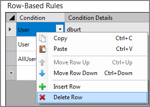 Access Control Context-menus Commands