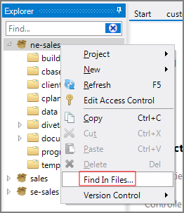 Find in Files Context Menu