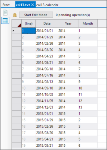 Sample Calendar Text File