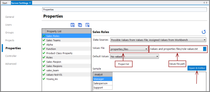 Property - Using Values File