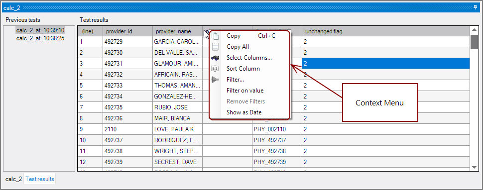 Spectre Build Test Results Context Menu