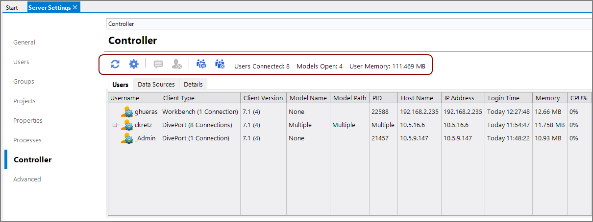 Initial View for Controller in Server Settings