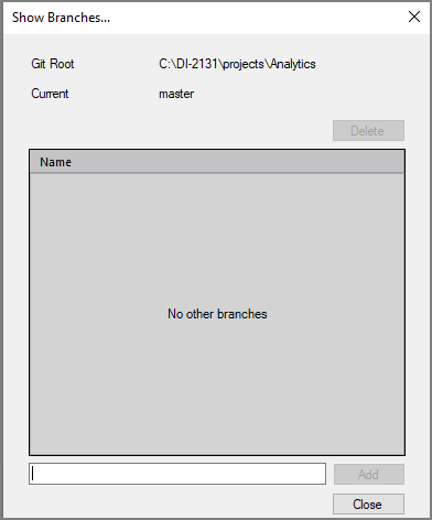Git Show Branches window