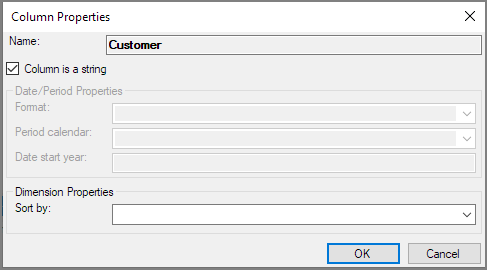 VI cBase Output Column Properties Dialog Box