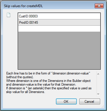 Example of a Skip values dialog box for a VI Builder output object