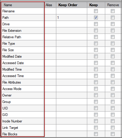 VI Directory Column Grid Metadata