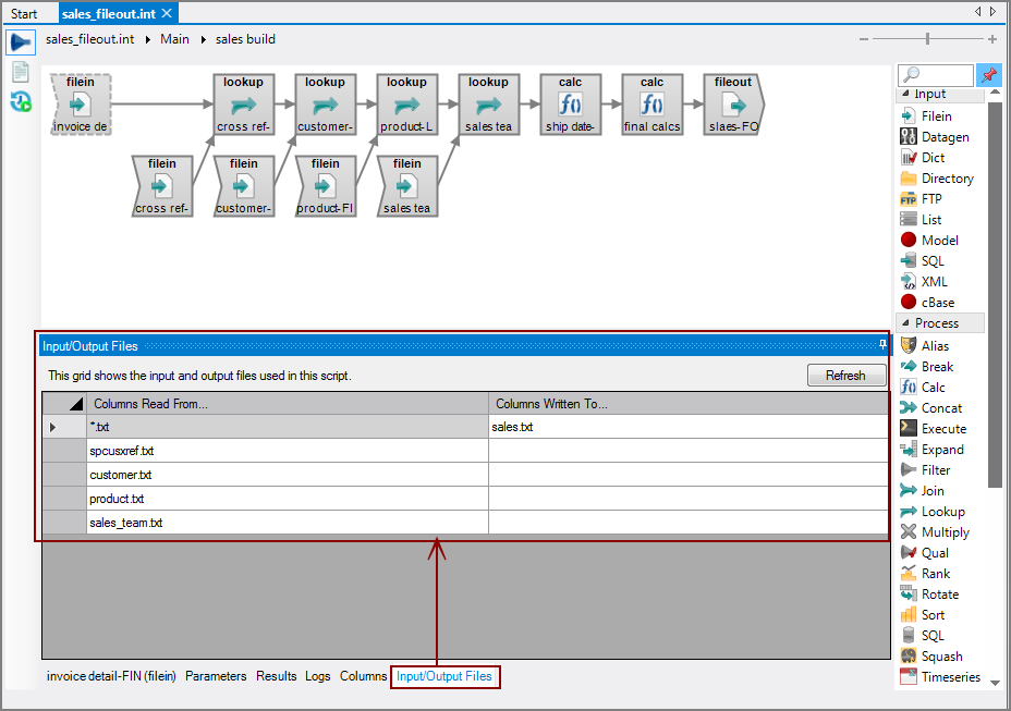 VI Input/Output Files Tab