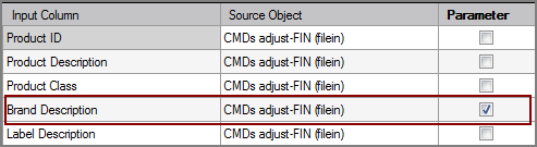 Example of VI Iterate output object with input column selected as parameter 