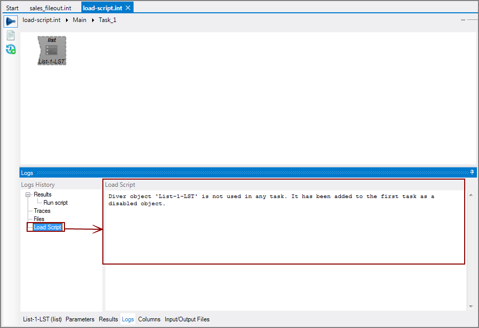 VI Logs Load Script