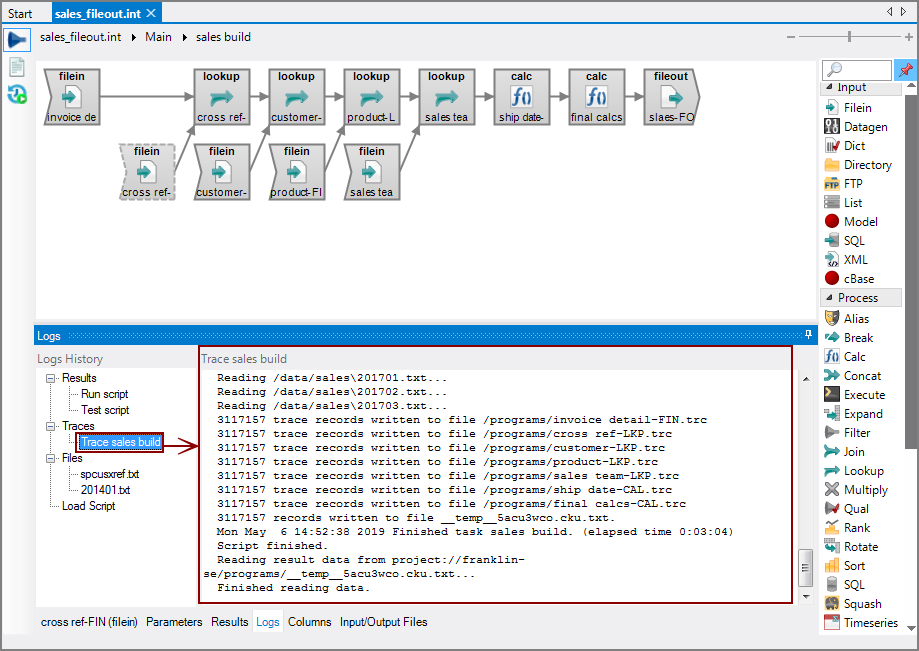 VI Logs Tab Traces